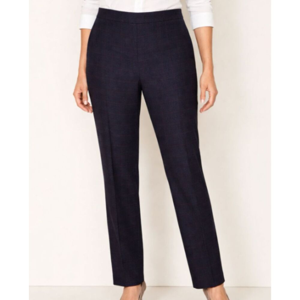 Talbots Wool Blend Plaid Pants Navy Red Size 16